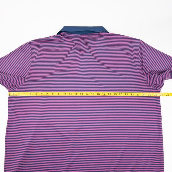 Peter Millar Summer Comfort Golf Polo Mens 2XL Pink Striped Wicking Milwaukee CC - Picture 10 of 11